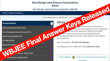 WBJEE Final Answer Key 🔥| Final Answer Key Released | WBJEE 2023