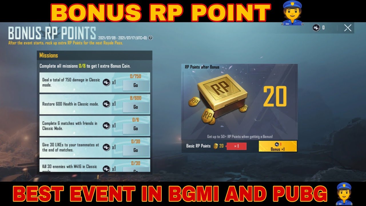 BONUS RP POINTS EVENT IN PUBG MOBILE | BONUS RP POINTS EVENT IN BGMI ...