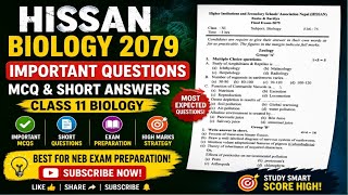 HISSAN Biology 2079 Important Questions & MCQ Solutions | Class 11 Biology Exam Preparation 🚀