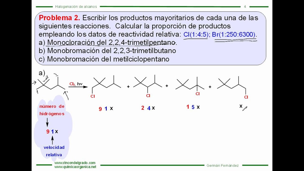 Problemas Halogenación de Alcanos YouTube