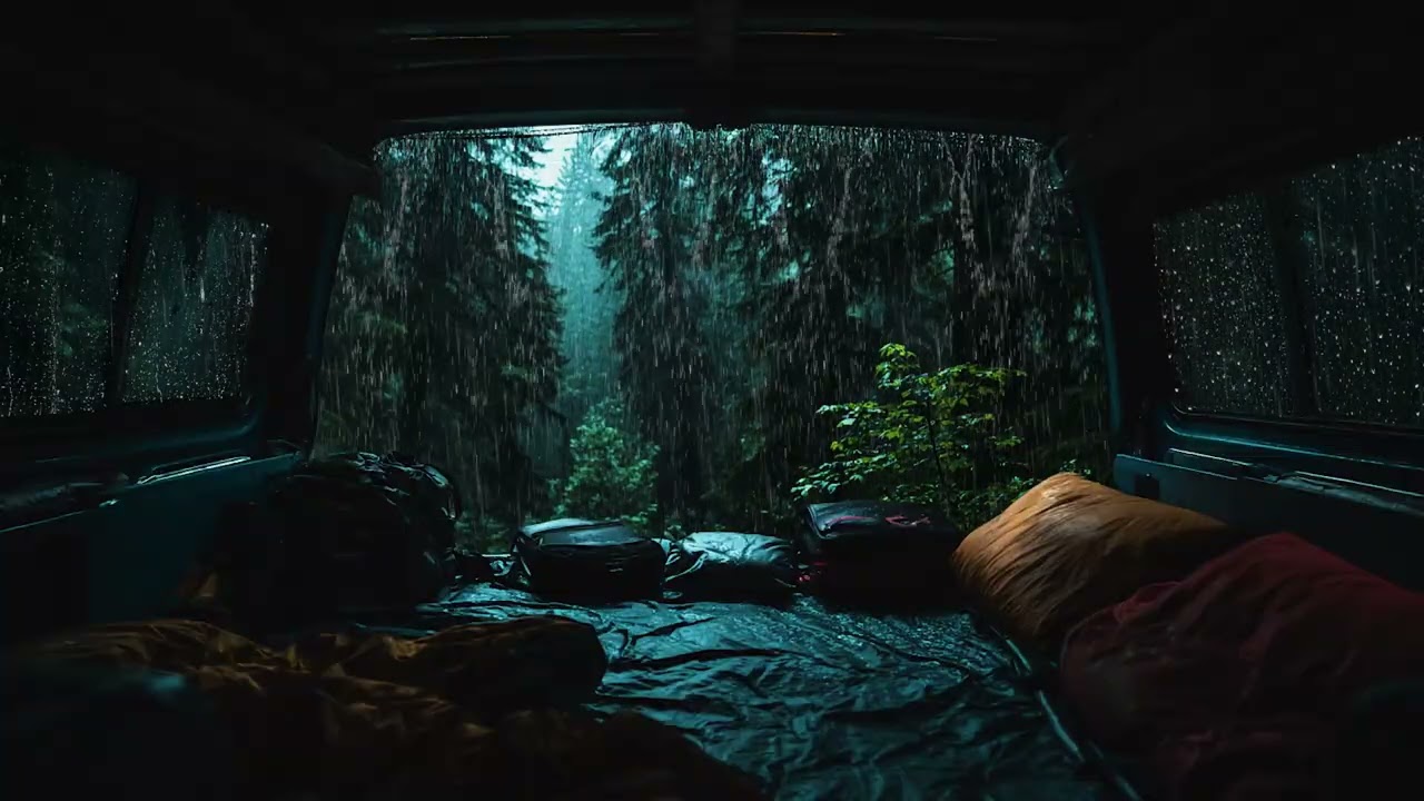 Rainstorm on Car Roof 🚗 Rain Sounds in Car with Heavy Rain Sounds for Sleeping and Relaxation