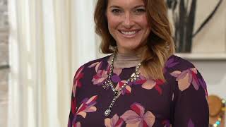 Logo By Lori Dstein Printed Sheer Woven Blouse W Contrast Ruffle On Qvc