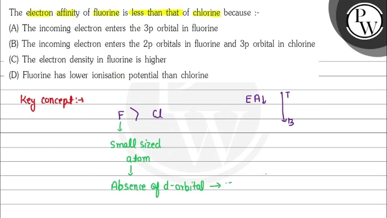 The electron affinity of fluorine is less than that of chlorine bec