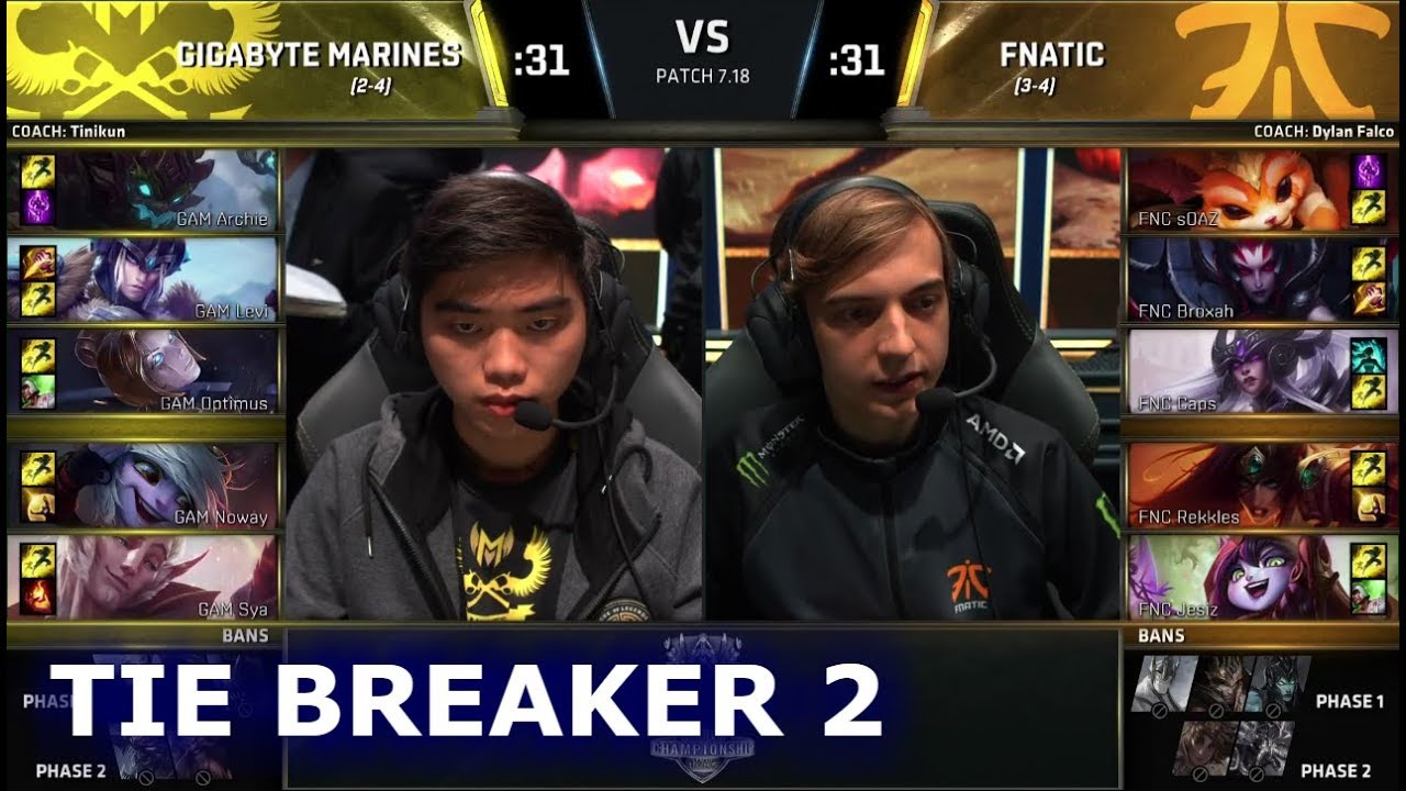 Gigabyte Marines vs Fnatic Tie Breaker 2 | Day 5 Main Group Stage S7 LoL Worlds 2017 | FNC vs IMT G3