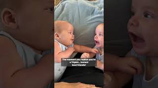 Did we just become Best Friends? #triplets #cute #baby #mom