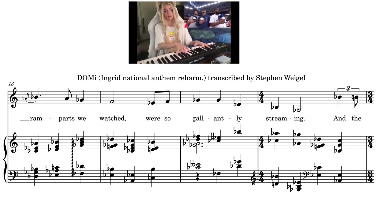 Watch DOMi reharmonizing the national anthem (Ingrid Andress - Home Run Derby 2024) TRANSCRIPTION on YouTube Watch DOMi reharmonizing the national anthem (Ingrid Andress - Home Run Derby 2024) TRANSCRIPTION on YouTube