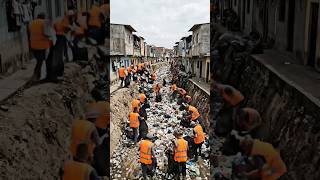 Increíble trabajo de limpieza en este canal abandonado #trabajo #limpieza