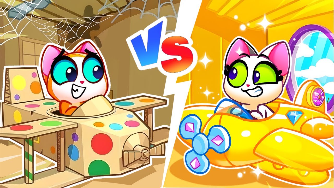 Cardboard Airplane Adventure ✈️ Boys vs Girls | Funny Kids Cartoons