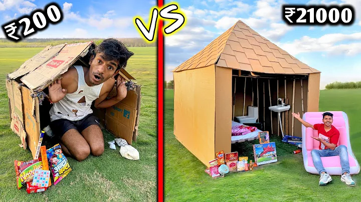 Overnight Survival Challenge || Low Budget Cardboard House Challenge  ₹200 Vs ₹21000🏠