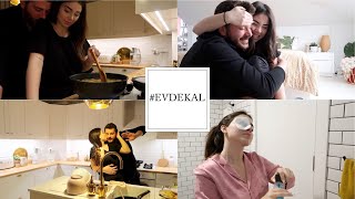 #EVDEKAL VLOG 2  I KAHVALTI & AKŞAM YEMEĞİ & GECE RUTİNİM (CİLDİME NELER KULLANIYORUM)