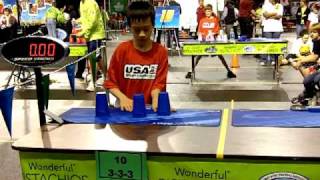 2010 World Sport Stacking Championships    Kenneth Liao's World Record 3 3 3  Stack 1 72 Sec  MPG