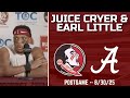 Juice Cryer &amp; Earl Little FSU Alabama 2025 Postgame 8-30-25 | FSU Football | Florida State Football