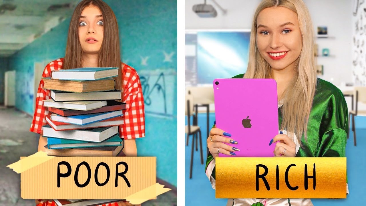 RICH STUDENTS VS BROKE STUDENTS || Funny Situations At School by 4 Girls