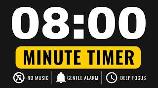 8 Minute Timer – Countdown Timer (GENTLE ALARM / NO MUSIC / MINIMAL)