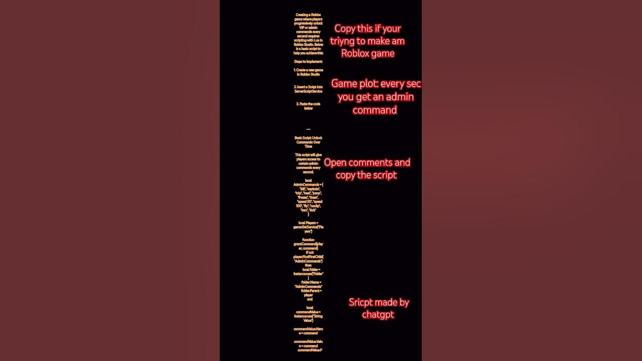 Roblox game script copy it if you want to roblox youtube