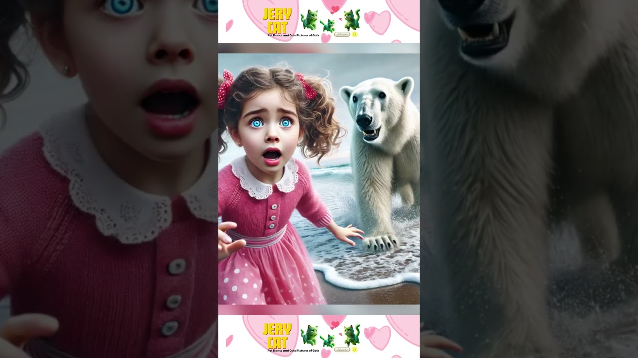 Crazy fight between cat and polar bear! 