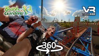 360° SAND SERPENT VR Roller Coaster @ Busch Gardens epic Roller Coaster last ride