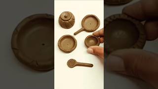 destroying a beautiful miniature clay kitchenset. 🌹🌲#art #creativeclayideas #shortvideos #clay #diy