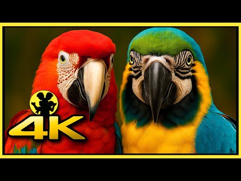 4k-video-ultrahd-macaw-parrots-birds🦜🦜beautiful-nature---4k-uhd-tv-colorful-screensaver