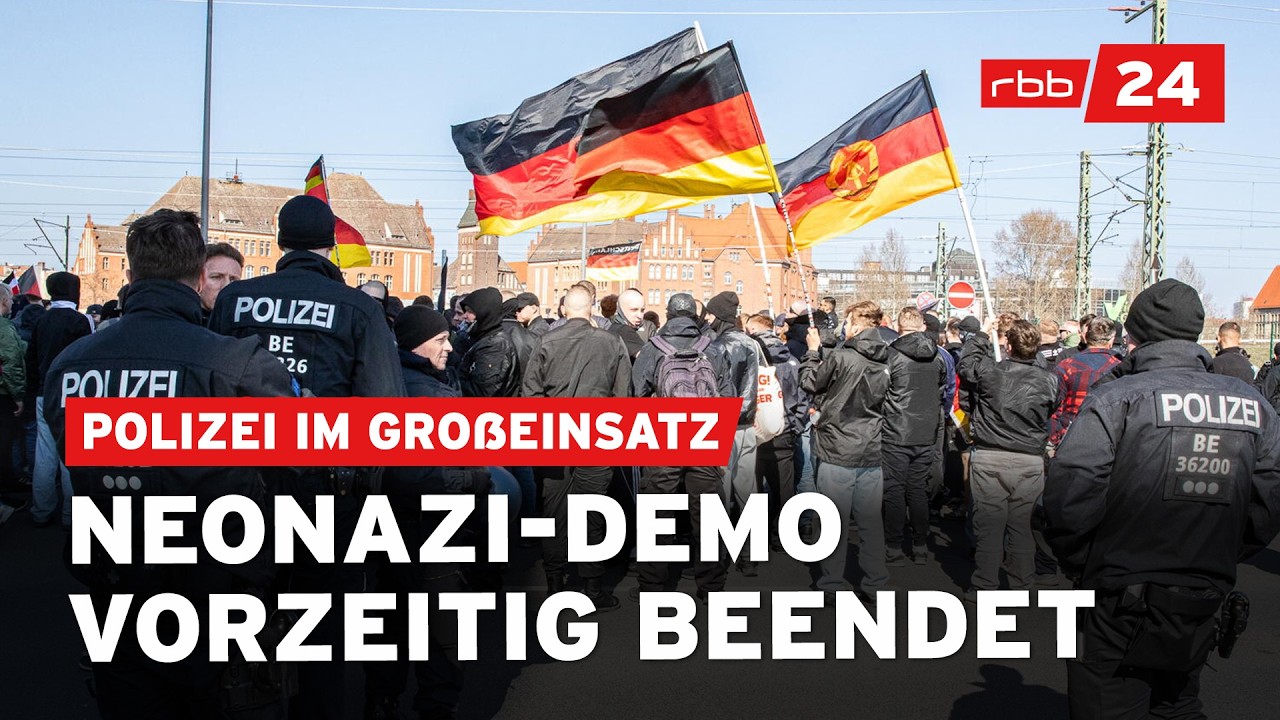 Neonazi-Aufmarsch in Berlin-Friedrichshain: Rechtsextreme Demo von Gegenprotest blockiert