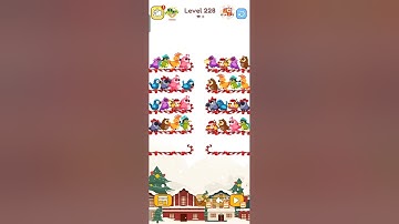 Bird sort color gameplay to collect birds of same colour in a row #level227&228 puzzles and survival