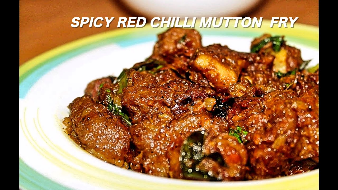 Spicy Mutton Fry - Andhra Style Recipe - Using Red Chilli Paste | Kitchen Food of India