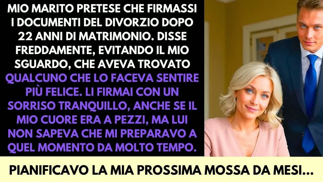Avevo appena firmato i documenti del divorzio con un sorriso che Riccardardo aveva scambiato per debolezza. Lui, con la sua ventottenne assistente al seguito,aveva recitato il suo discorso ben...