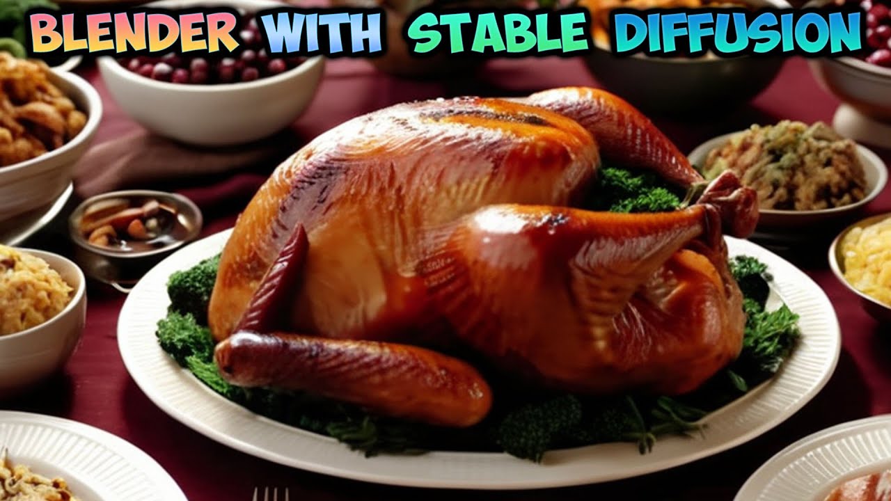 Blender with Stable Diffusion XL Tutorial Thanksgiving turkey dinner