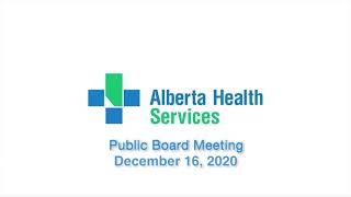 December 16, 2020 Public Board Meeting