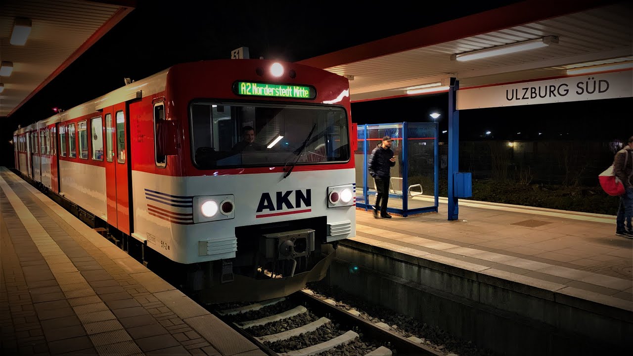Linien Wegführung der AKN Linie A2 → Ulzburg Süd → Norderstedt Mitte [4K][HD]