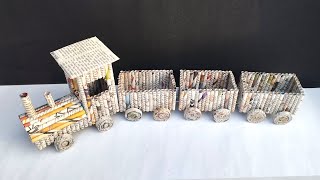 How to make a train from waste paper | Newspaper train | Newspaper crafts