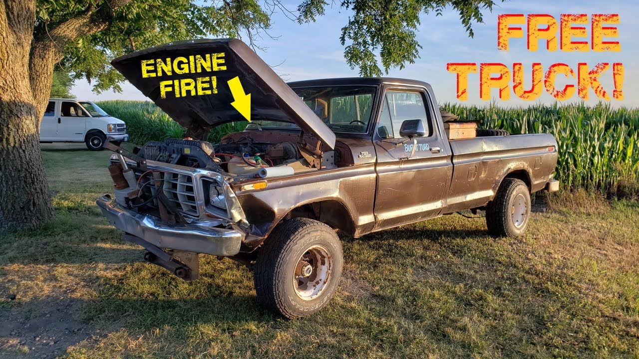 BURNT Truck Revival?? 1979 F150 First Start Since ENGINE FIRE! YouTube
