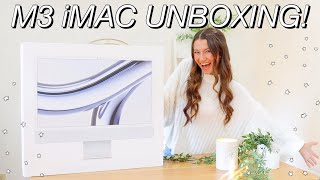 UNBOXING THE M3 iMAC in SILVER! | 2023 24' iMac unboxing, first impressions, setup, + more!