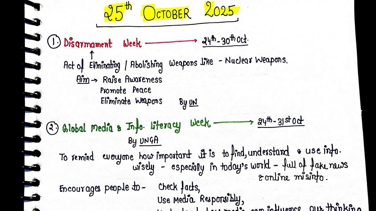 25th October 2025 || Daily current affairs || Handwritten notes || An ...