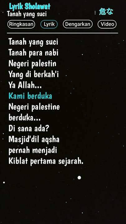 lirik lagu tanah yang suci tanah para nabi#channal kaila ariani# selamat nontn# makasih gyas