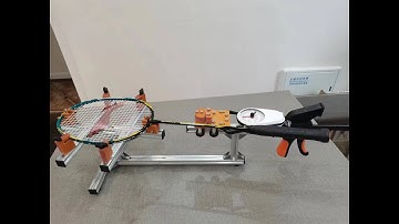Complete process of stringing a badminton racket with the AirPioneer stringer.