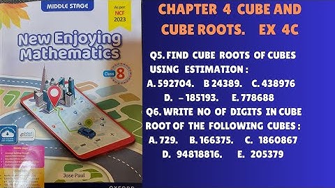 Chp 4 Cube and Cube Roots.  Ex 4C (Q5 and Q6). Class 8. Oxford New Enjoying Mathematics
