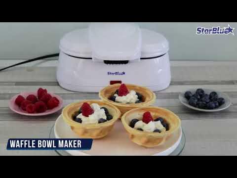 Double Waffle Bowl Maker by StarBlue - White - Make Bowl Shapes Belgian Waffles in Minutes | Best for Serving Ice Cream and Fruit | Gift Ideas