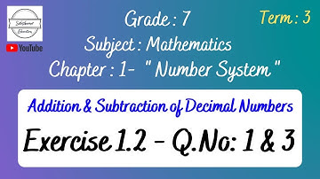 7th Standard Maths - Term:3- Number System - Exercise 1.2 - Q.No: 1 & 3