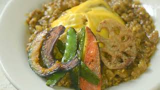 咖喱肉碎滑蛋饭·煎蔬菜 Curry Minced Pork and Egg Rice, Fried Vegetables