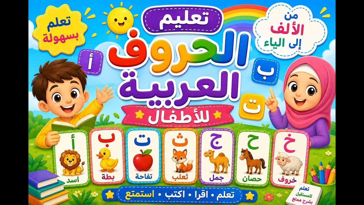 تعليم الحروف العربية للأطفال من الألف الى الياء | Arabic Alphabet - YouTube