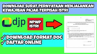 Download Surat Pernyataan Menjalankan Kewajiban Pajak Terpisah Bagi Istri