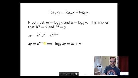 Proofs of properties of logarithms
