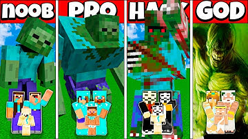 Minecraft Battle FAMILY ZOMBIE MUTANT HOUSE BUILD CHALLENGE NOOB vs PRO vs HACKER vs GOD - Animation