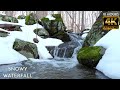 Snowy Waterfall 10 hour 4k nature relaxation video waterfall sounds to sleep relax focus calm ASMR