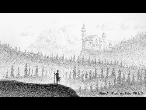 How To Draw A Fantasy Landscape With Charcoal And Graphite Youtube