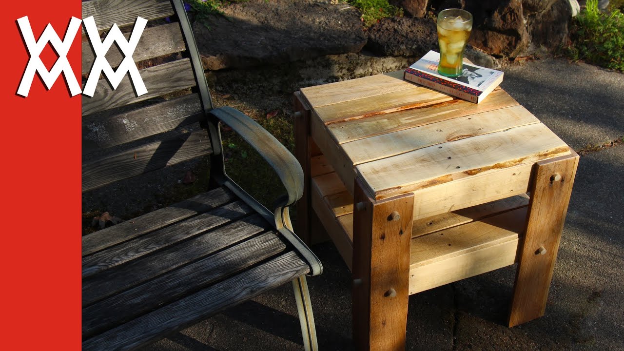 Diy rustic side table made from free pallets. youtube