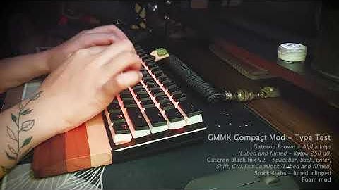 GMMK Compact Typing Sound Test (Gateron Brown/Black Ink V2) Lubed, Filmed, Foam and Stab mod - ASMR