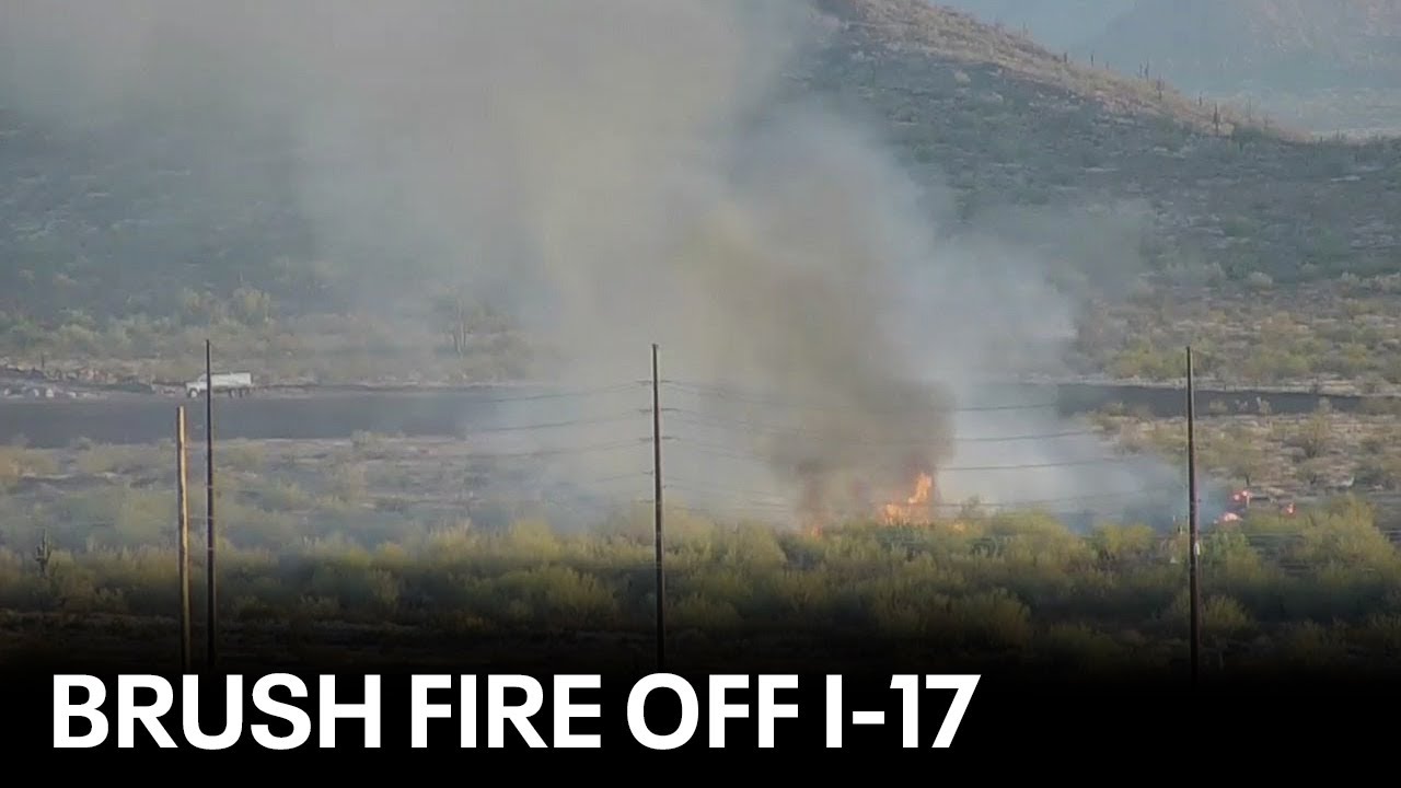 Brush fire is burning on Interstate 17 - YouTube