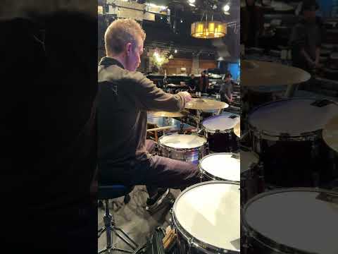 It's all smiles for Ross Pederson behind his Absolute Hybrid Maple Kit